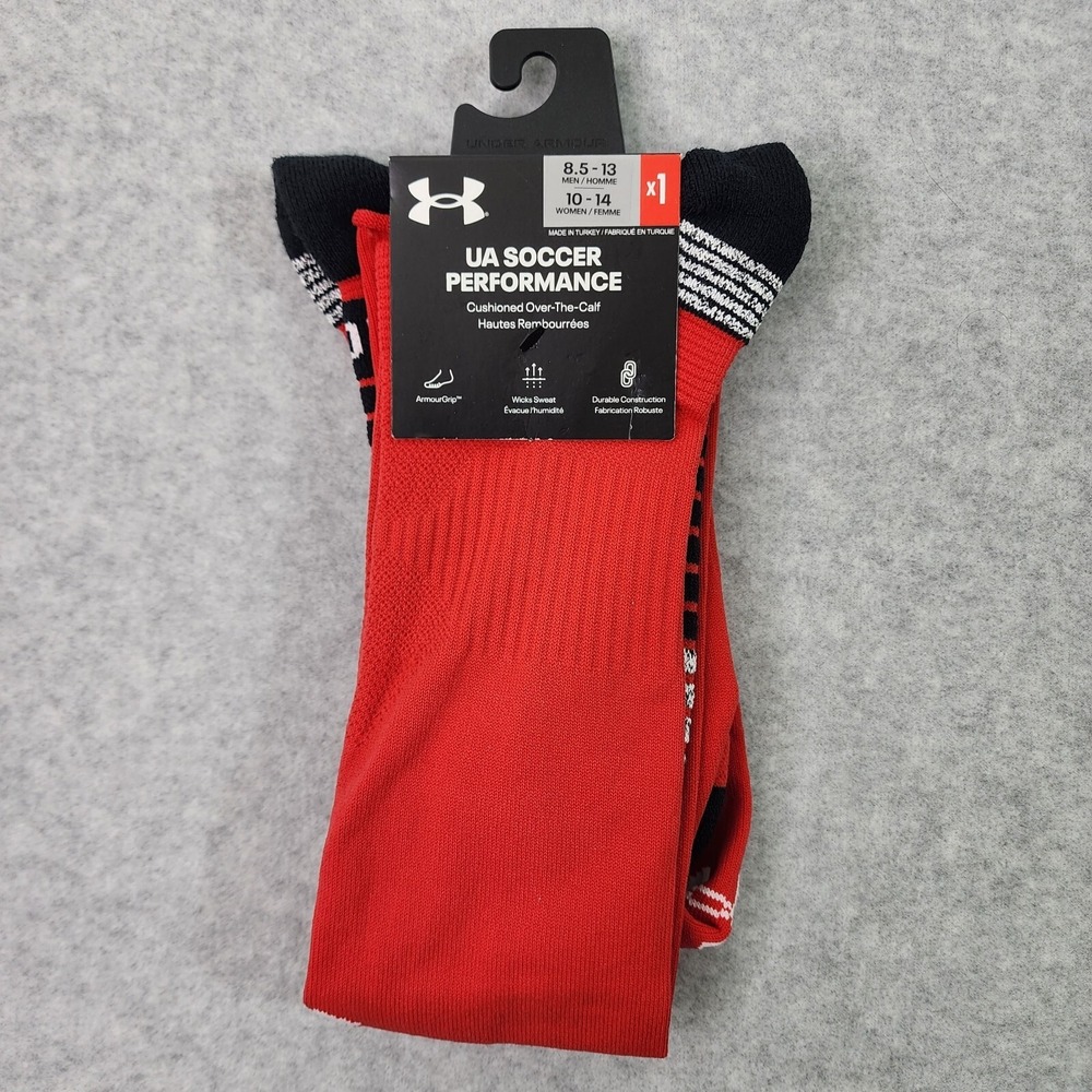 Under Armour Socks Unisex‎ UA Soccer Performance Red Cushioned Over-The-Calf